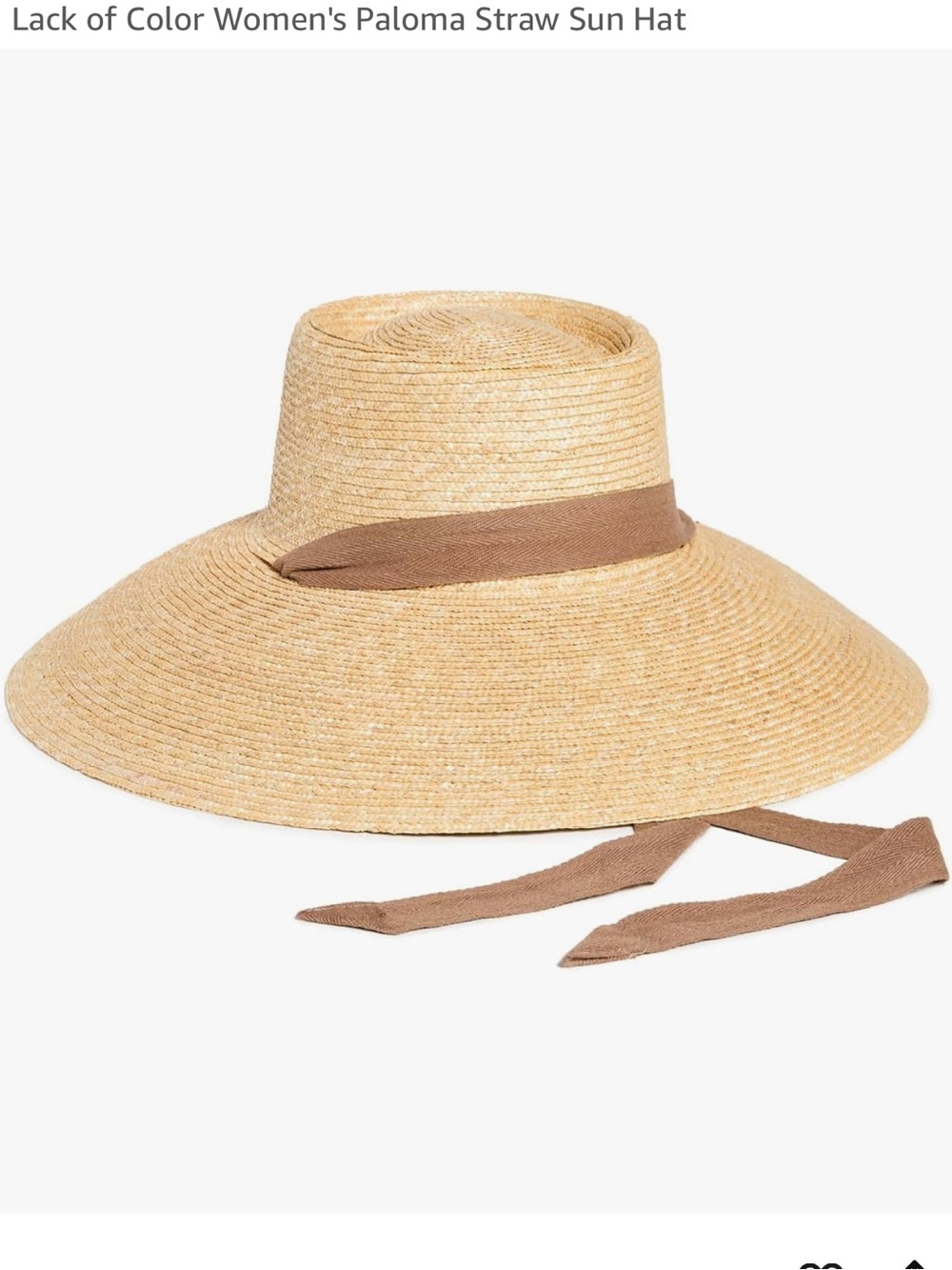 Lack of Color Paloma Straw Sun Hat Wide Brim Detachable Brown Neck Tie NWT Small
